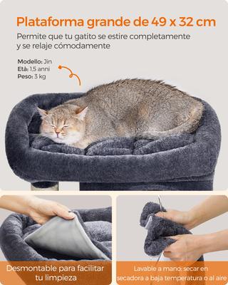 Show full view: FEANDREA 29.1-in Plush Cat Tree & Condo, Smoky Gray slide 4 of 8