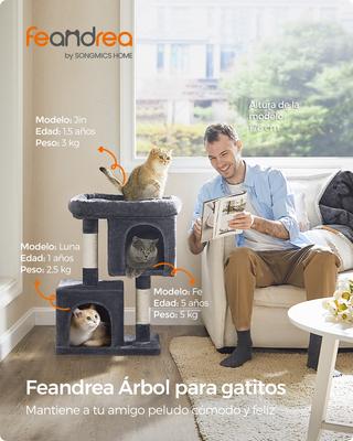 Show full view: FEANDREA 29.1-in Plush Cat Tree & Condo, Smoky Gray slide 3 of 8