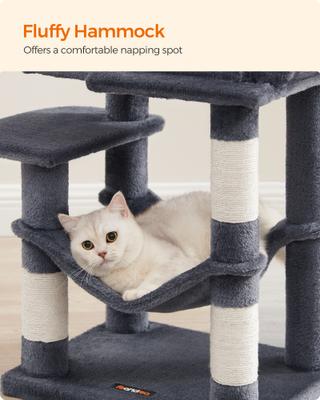 Show full view: FEANDREA Multi-Level 44.1-in Plush Cat Tree & Condo, Smoke Gray slide 7 of 8