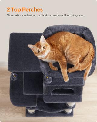Show full view: FEANDREA Multi-Level 44.1-in Plush Cat Tree & Condo, Smoke Gray slide 6 of 8
