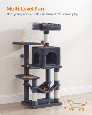 Show full view: FEANDREA Multi-Level 44.1-in Plush Cat Tree & Condo, Smoke Gray slide 5 of 8