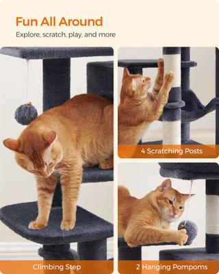 Show full view: FEANDREA Multi-Level 44.1-in Plush Cat Tree & Condo, Smoke Gray slide 2 of 8
