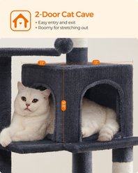 FEANDREA Multi-Level 44.1-in Plush Cat Tree & Condo, Smoke Gray