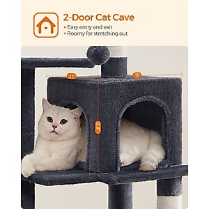 FEANDREA Multi-Level 44.1-in Plush Cat Tree & Condo, Smoke Gray