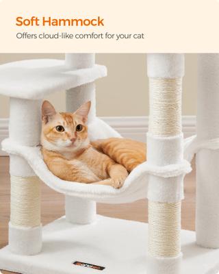 Show full view: FEANDREA Multi-Level 44.1-in Plush Cat Tree & Condo, Cream White slide 3 of 5