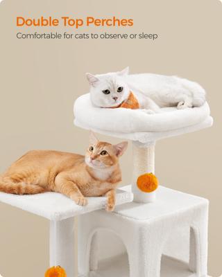 Show full view: FEANDREA Multi-Level 44.1-in Plush Cat Tree & Condo, Cream White slide 2 of 5