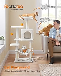 FEANDREA Multi-Level 44.1-in Plush Cat Tree & Condo, Cream White