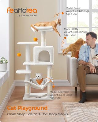 Show full view: FEANDREA Multi-Level 44.1-in Plush Cat Tree & Condo, Cream White slide 1 of 5
