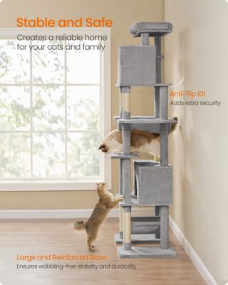 Show full view: FEANDREA Multi-Level 79.1-in Plush Cat Tree & Condo, Light Gray slide 4 of 6