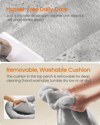 Show full view: FEANDREA Multi-Level 79.1-in Plush Cat Tree & Condo, Light Gray slide 3 of 6