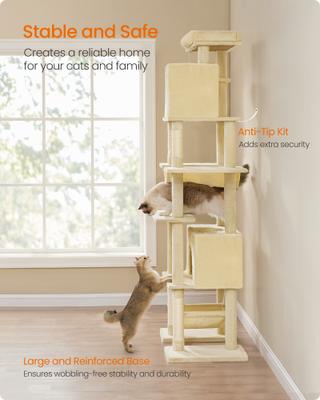 Show full view: FEANDREA Multi-Level 79.1-in Plush Cat Tree & Condo, Beige slide 5 of 7