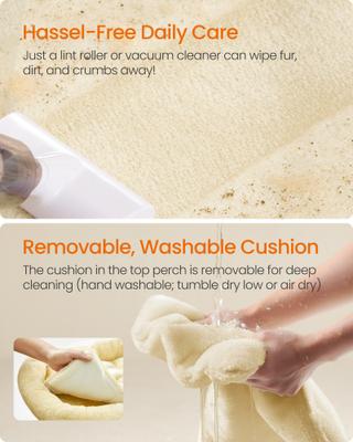 Show full view: FEANDREA Multi-Level 79.1-in Plush Cat Tree & Condo, Beige slide 4 of 7