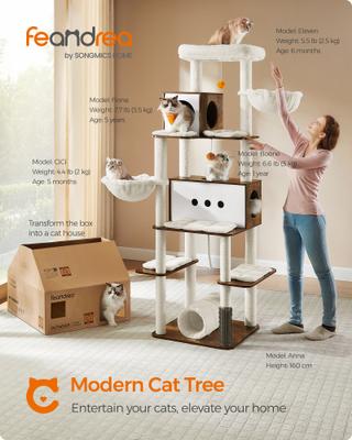 Show full view: FEANDREA Multi-Level 77.5-in Plush Cat Tree & Condo, Rustic Brown slide 3 of 7
