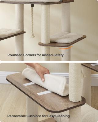 Show full view: FEANDREA Multi-Level 77.5-in Plush Cat Tree & Condo, Heather Greige slide 7 of 7