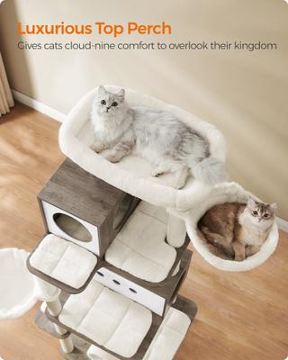 Show full view: FEANDREA Multi-Level 77.5-in Plush Cat Tree & Condo, Heather Greige slide 5 of 7