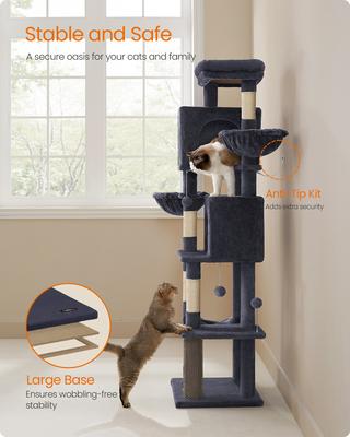 Show full view: FEANDREA Multi-Level 69-in Plush Cat Tree & Condo, Dark Gray slide 7 of 7