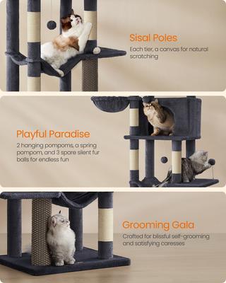 Show full view: FEANDREA Multi-Level 69-in Plush Cat Tree & Condo, Dark Gray slide 5 of 7