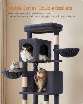 Show full view: FEANDREA Multi-Level 69-in Plush Cat Tree & Condo, Dark Gray slide 4 of 7