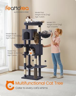 Show full view: FEANDREA Multi-Level 69-in Plush Cat Tree & Condo, Dark Gray slide 2 of 7
