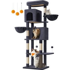 FEANDREA Multi-Level 69-in Plush Cat Tree & Condo, Dark Gray