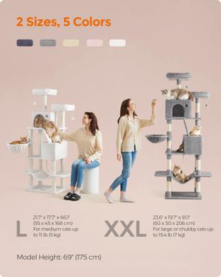 Show full view: FEANDREA Multi-Level 81.1-in Plush Cat Tree & Condo, Jelly Pink slide 8 of 9