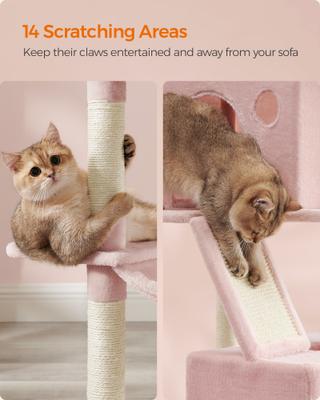 Show full view: FEANDREA Multi-Level 81.1-in Plush Cat Tree & Condo, Jelly Pink slide 6 of 9