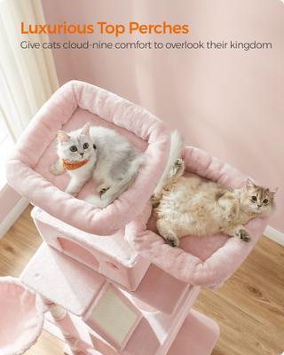 Show full view: FEANDREA Multi-Level 81.1-in Plush Cat Tree & Condo, Jelly Pink slide 4 of 9
