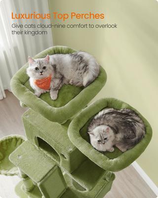 Show full view: FEANDREA Multi-Level 81.1-in Plush Cat Tree & Condo, Green slide 3 of 7