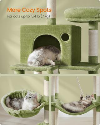 Show full view: FEANDREA Multi-Level 81.1-in Plush Cat Tree & Condo, Green slide 4 of 7