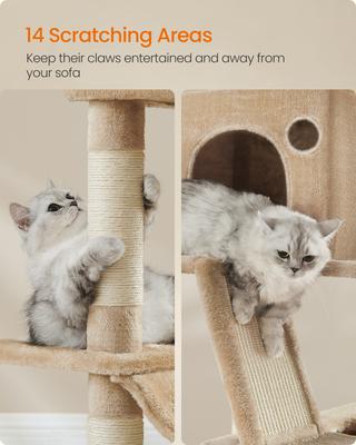 Show full view: FEANDREA Multi-Level 81.1-in Plush Cat Tree & Condo, Camel Brown slide 5 of 7