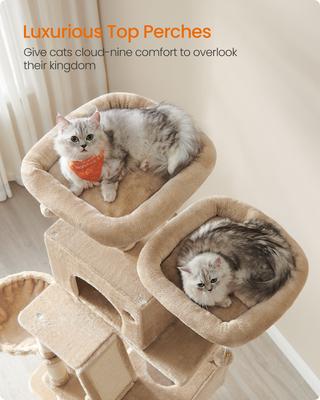 Show full view: FEANDREA Multi-Level 81.1-in Plush Cat Tree & Condo, Camel Brown slide 3 of 7