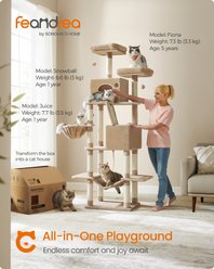 FEANDREA Multi-Level 81.1-in Plush Cat Tree & Condo, Camel Brown