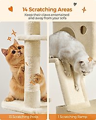 FEANDREA Multi-Level 81.1-in Plush Cat Tree & Condo, Beige