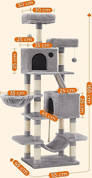 Show full view: FEANDREA 66.1-in Plush Cat Tree, Light Gray slide 7 of 8