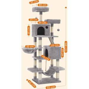 FEANDREA 66.1-in Plush Cat Tree, Light Gray