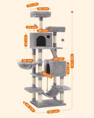 Show full view: FEANDREA 66.1-in Plush Cat Tree, Light Gray slide 8 of 9