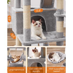FEANDREA 66.1-in Plush Cat Tree, Light Gray
