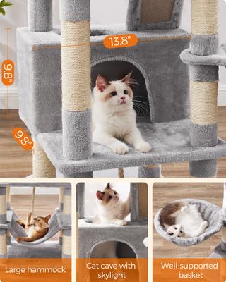 Show full view: FEANDREA 66.1-in Plush Cat Tree, Light Gray slide 7 of 9