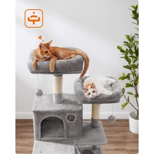 FEANDREA 66.1-in Plush Cat Tree, Light Gray