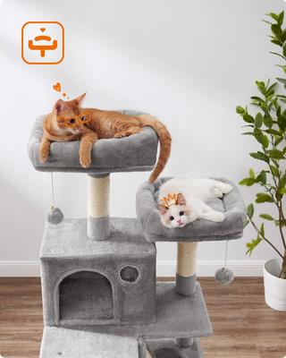 Show full view: FEANDREA 66.1-in Plush Cat Tree, Light Gray slide 5 of 9