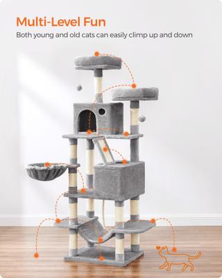 Show full view: FEANDREA 66.1-in Plush Cat Tree, Light Gray slide 4 of 9
