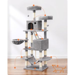 FEANDREA 66.1-in Plush Cat Tree, Light Gray