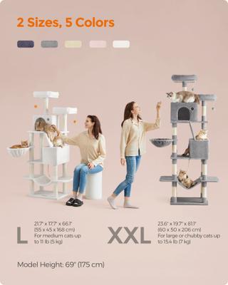 Show full view: FEANDREA 66.1-in Plush Cat Tree, Jelly Pink slide 8 of 9