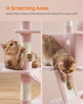 Show full view: FEANDREA 66.1-in Plush Cat Tree, Jelly Pink slide 6 of 9