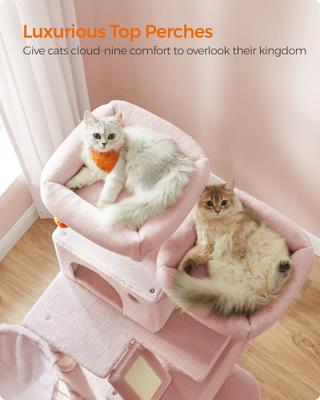Show full view: FEANDREA 66.1-in Plush Cat Tree, Jelly Pink slide 4 of 9