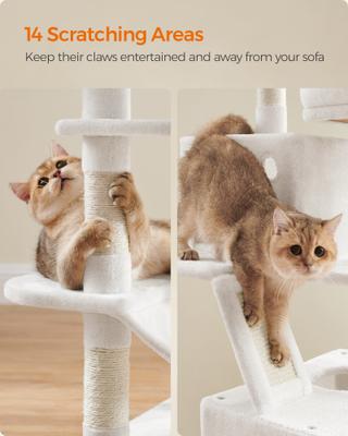 Show full view: FEANDREA 66.1-in Plush Cat Tree, Cream White slide 5 of 8