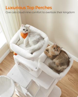 Show full view: FEANDREA 66.1-in Plush Cat Tree, Cream White slide 3 of 8
