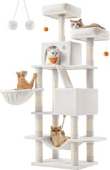 FEANDREA 66.1-in Plush Cat Tree, Cream White slide 1 of 7