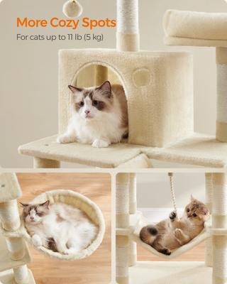 Show full view: FEANDREA 66.1-in Plush Cat Tree, Beige slide 4 of 8