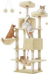 FEANDREA 66.1-in Plush Cat Tree, Beige